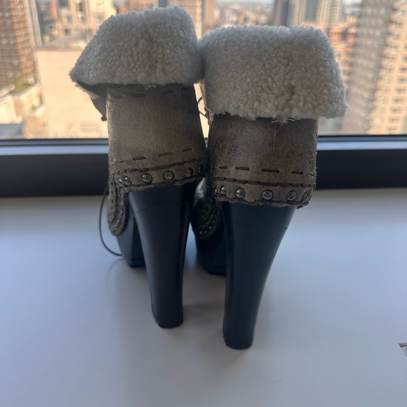 Prada Platform Lace-up Boots Shearling - Picture 3 of 7